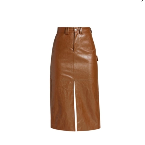 A.L.C. Alden midi vegan leather skirt in cognac - Picture 2 of 7